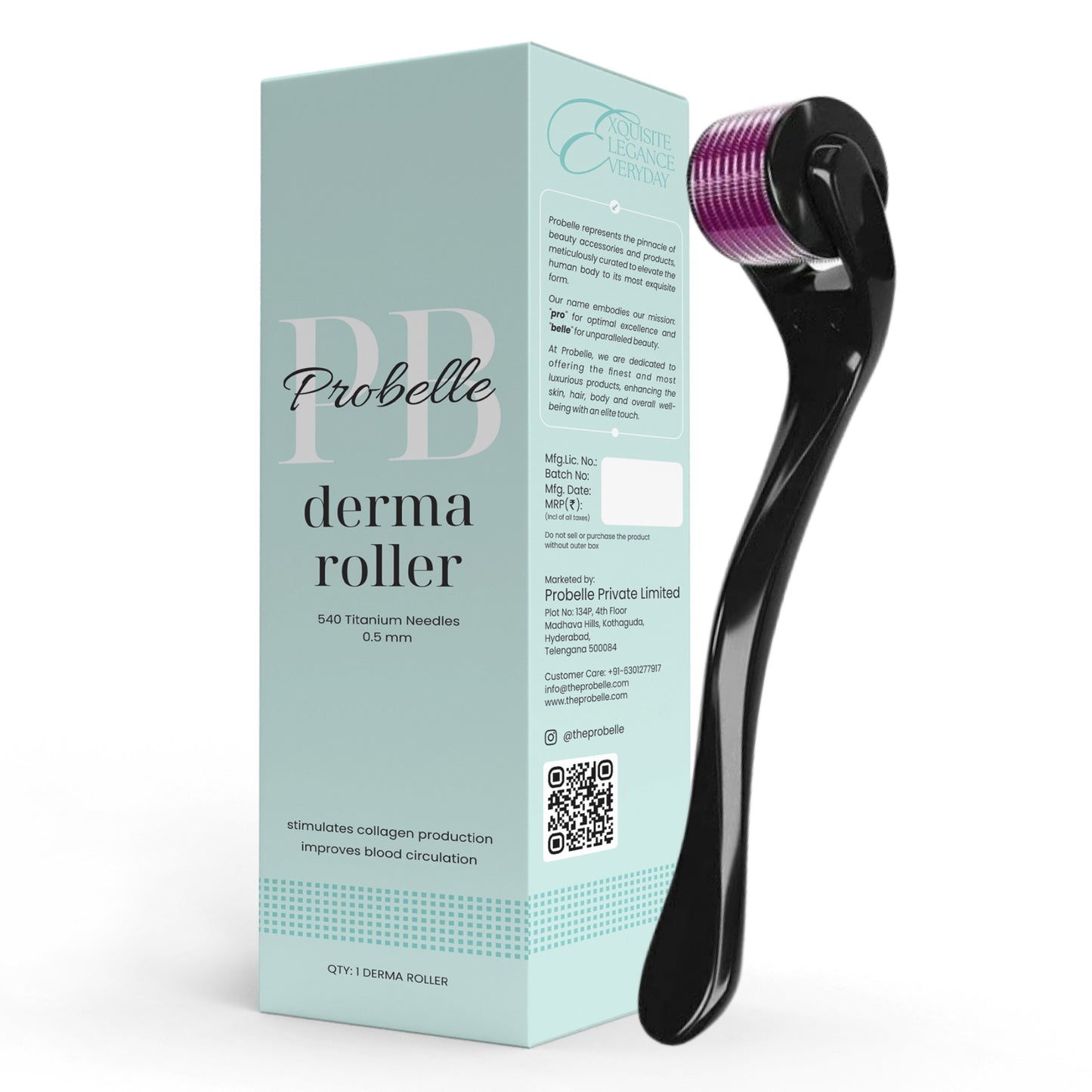 Probelle 0.5mm Derma Roller for Hair Regrowth
