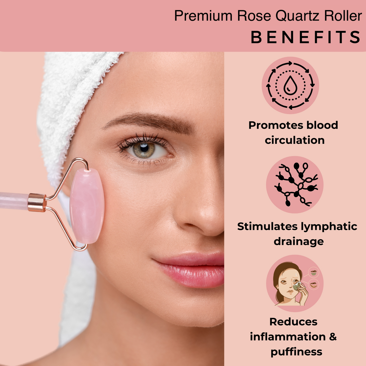 Probelle Premium Rose Quartz Roller & Gua sha Set