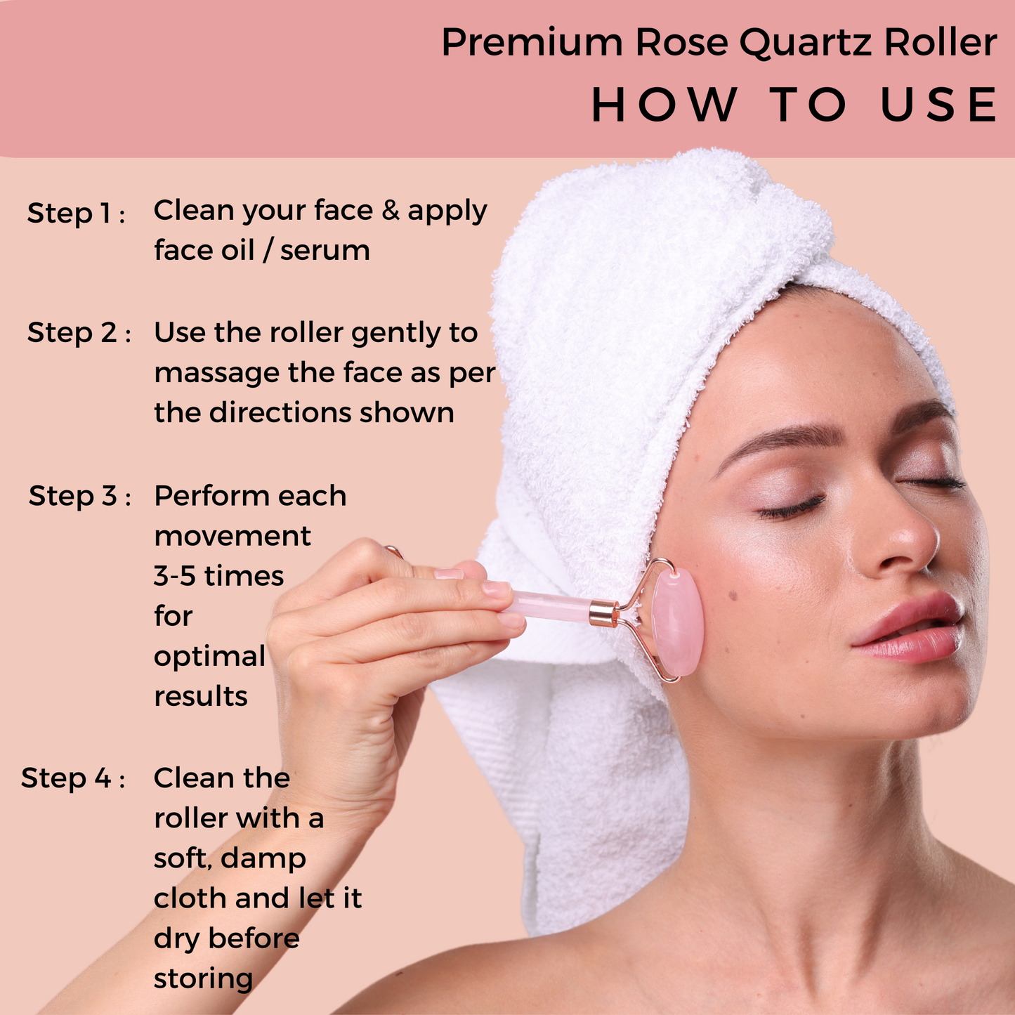 Probelle Premium Rose Quartz Roller & Gua sha Set