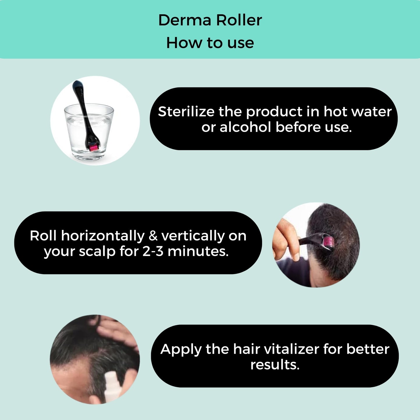 Probelle 0.5mm Derma Roller for Hair Regrowth