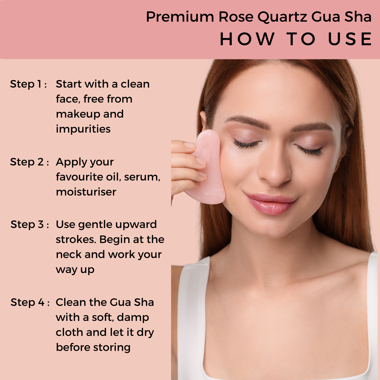 Probelle Premium Rose Quartz Roller & Gua sha Set