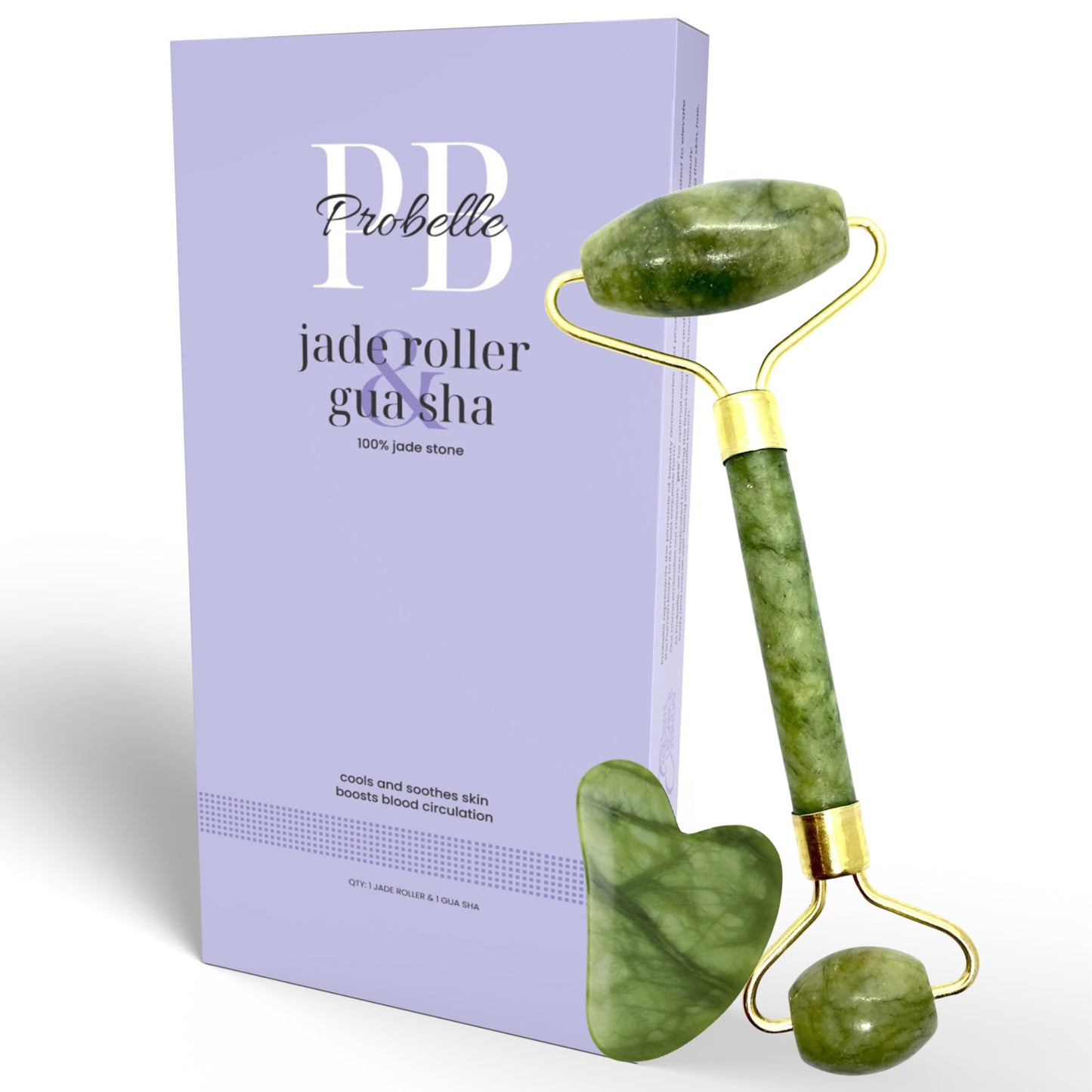Probelle Jade Roller & Gua Sha Set