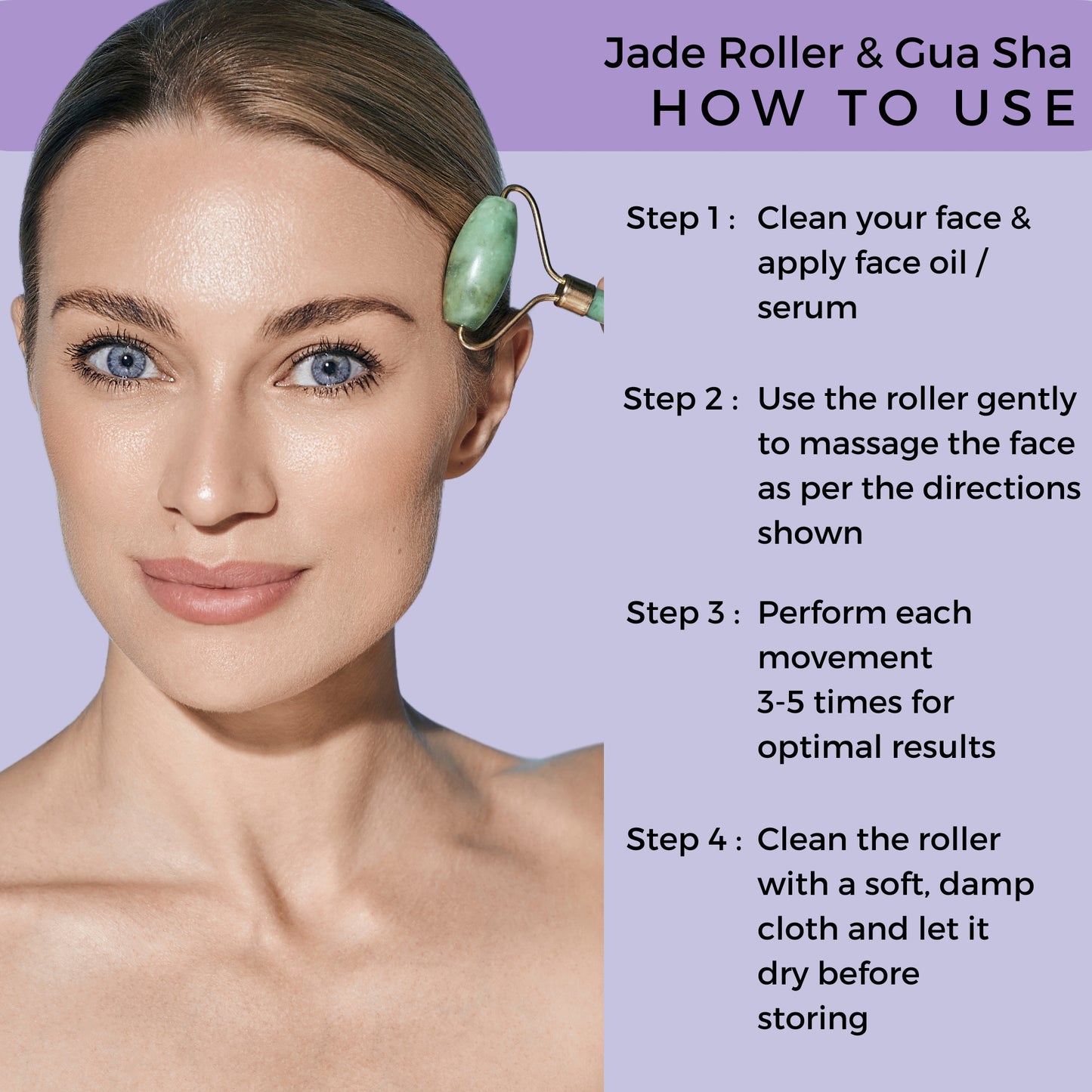 Probelle Jade Roller & Gua Sha Set