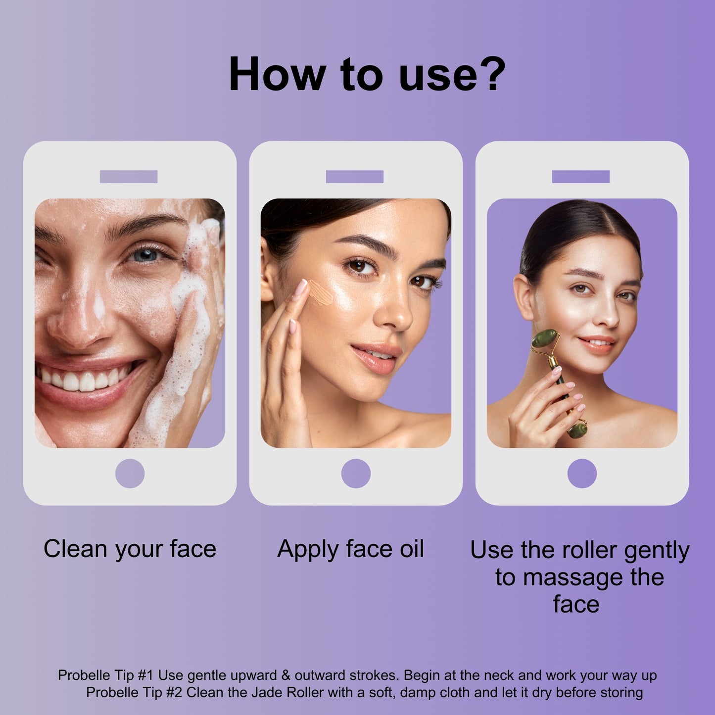 Probelle Jade Roller & Gua Sha Set