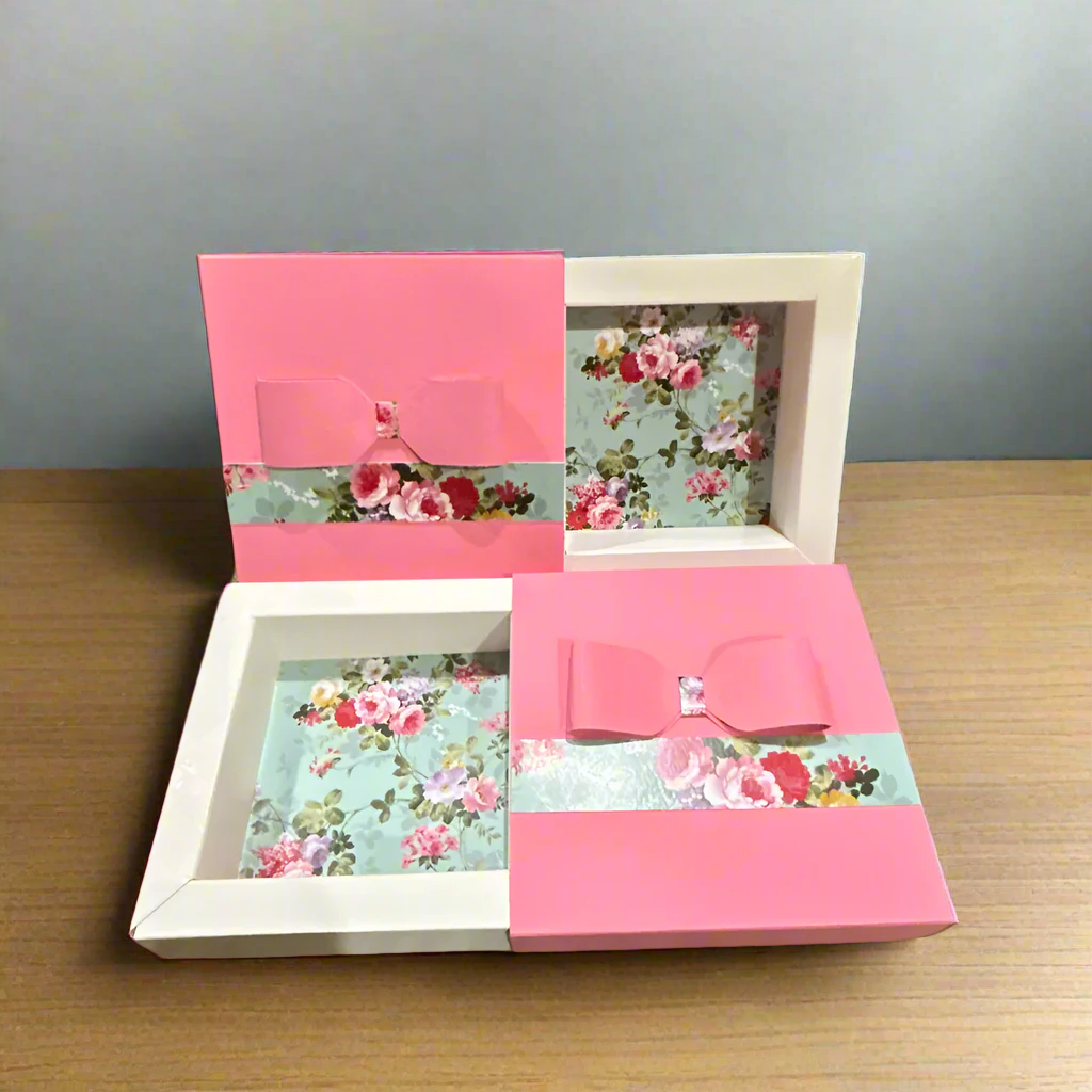 Dark Pink Box with Vintage Flowers