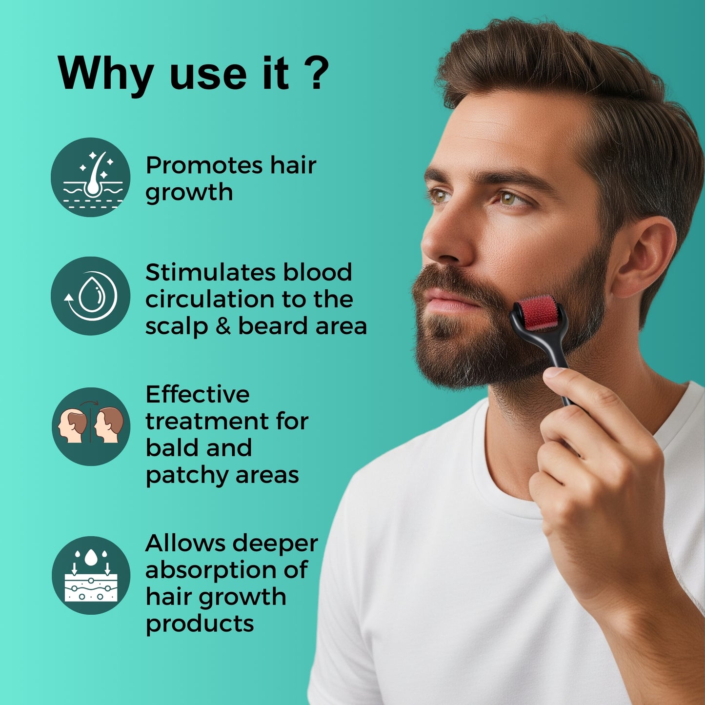 Probelle 0.5mm Derma Roller for Hair Regrowth