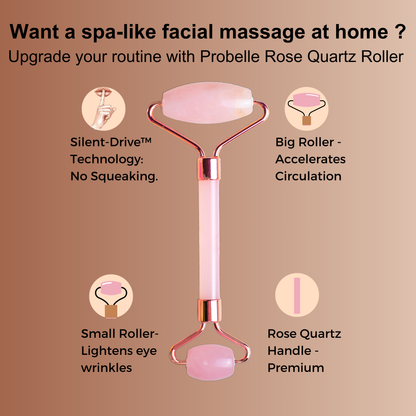 Probelle Premium Rose Quartz Roller & Gua sha Set