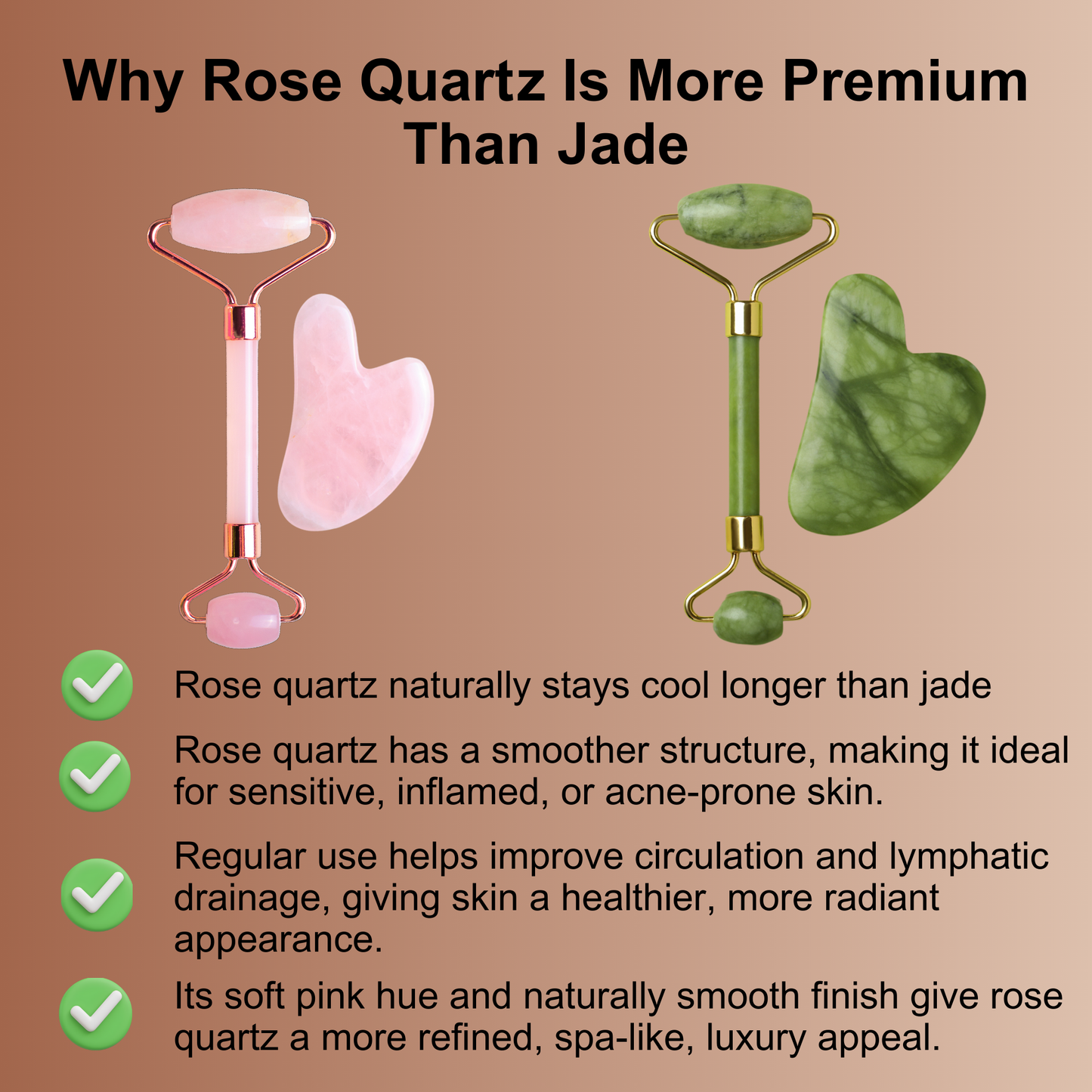 Probelle Premium Rose Quartz Roller & Gua sha Set