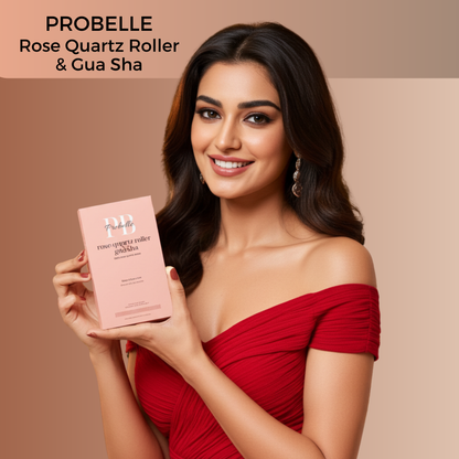 Probelle Premium Rose Quartz Roller & Gua sha Set