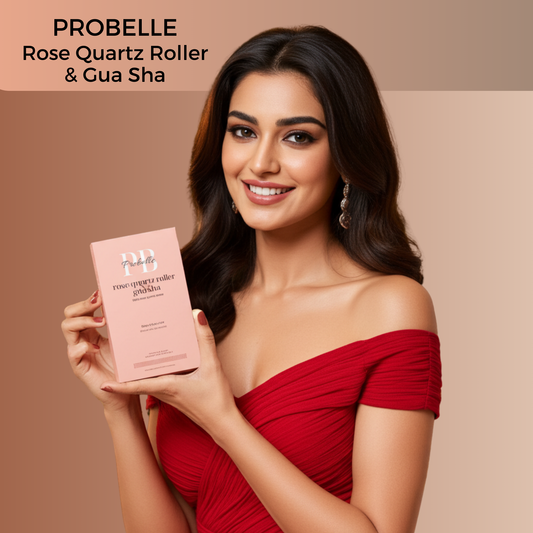 Probelle Premium Rose Quartz Roller & Gua sha Set