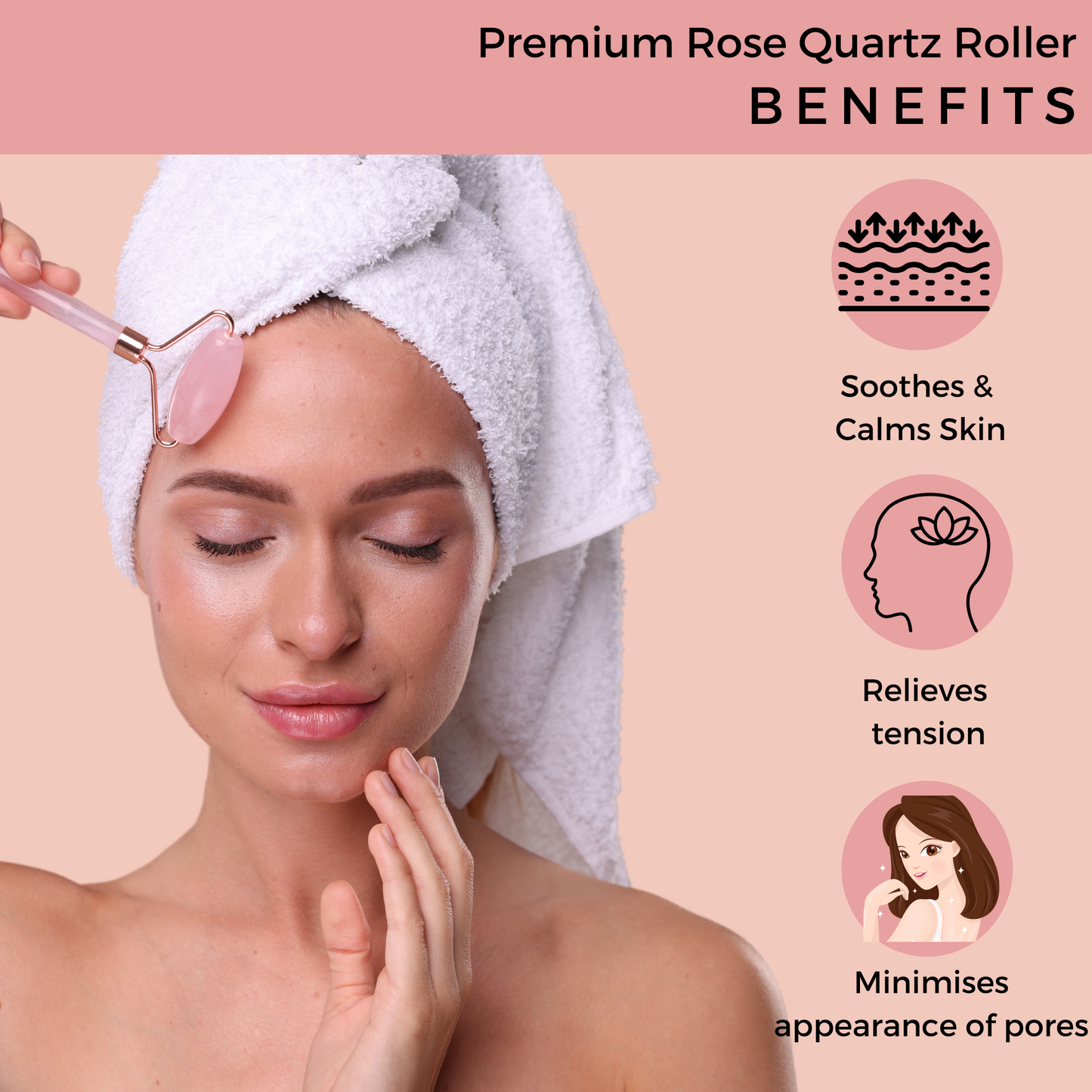 Probelle Premium Rose Quartz Roller & Gua sha Set
