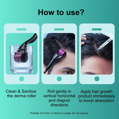 Probelle 0.5mm Derma Roller for Hair Regrowth