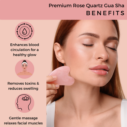 Probelle Premium Rose Quartz Roller & Gua sha Set
